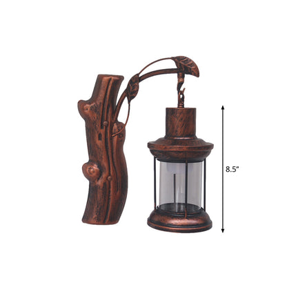 Rynx | Kerosene Gang Wall Light Fixture Coastal Clear Glass 1 Light Black/Copper Sconce Lamp