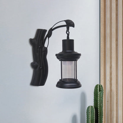 Rynx | Kerosene Gang Wall Light Fixture Coastal Clear Glass 1 Light Black/Copper Sconce Lamp