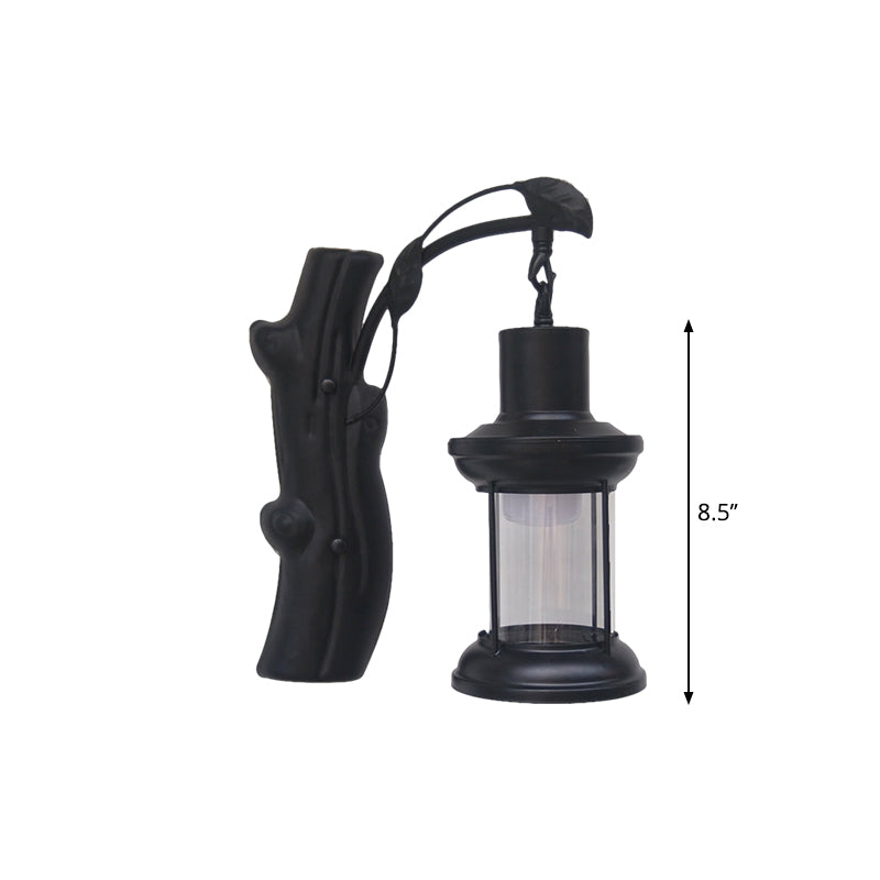 Rynx | Kerosene Gang Wall Light Fixture Coastal Clear Glass 1 Light Black/Copper Sconce Lamp