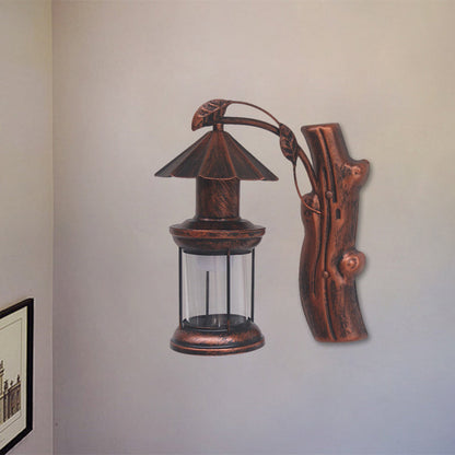 Rynx | 1 Light Clear Glass Wall Sconces Light Retro Coastal Black/Copper Petroleum Hallway Lighting Fixture