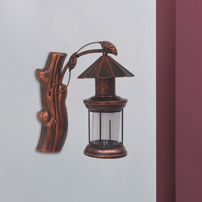 Rynx | 1 Light Clear Glass Wall Sconces Light Retro Coastal Black/Copper Petroleum Hallway Lighting Fixture