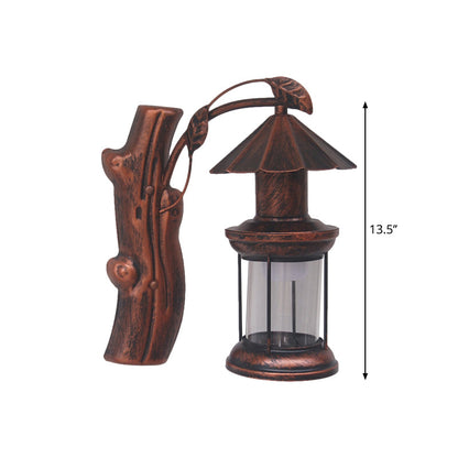 Rynx | 1 Light Clear Glass Wall Sconces Light Retro Coastal Black/Copper Petroleum Hallway Lighting Fixture