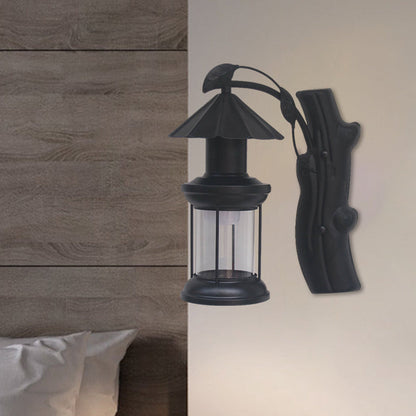 Rynx | 1 Light Clear Glass Wall Sconces Light Retro Coastal Black/Copper Petroleum Hallway Lighting Fixture