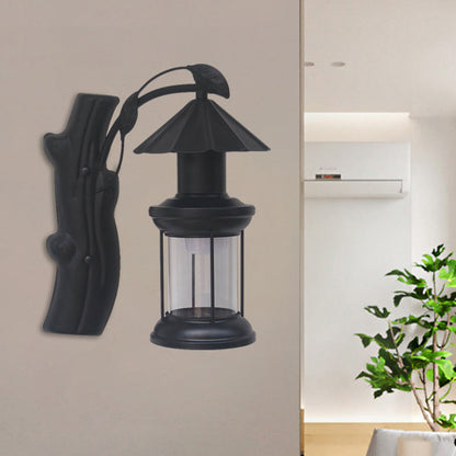 Rynx | 1 Light Clear Glass Wall Sconces Light Retro Coastal Black/Copper Petroleum Hallway Lighting Fixture