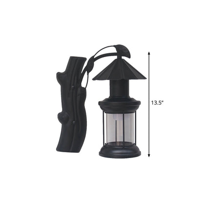 Rynx | 1 Light Clear Glass Wall Sconces Light Retro Coastal Black/Copper Petroleum Hallway Lighting Fixture