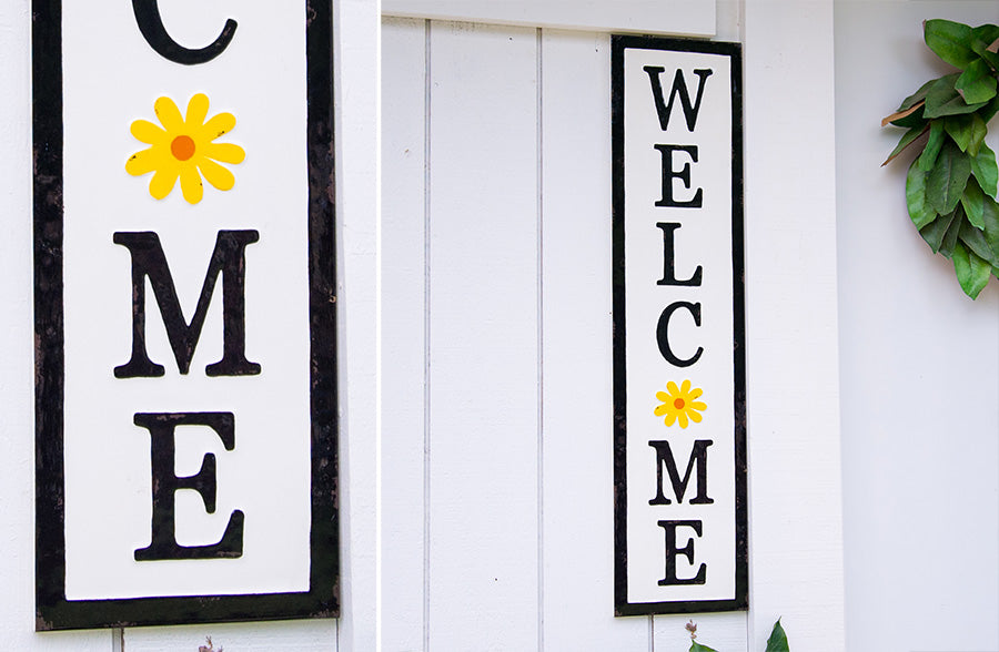 Rynx | Embossed Metal Daisy Welcome Sign