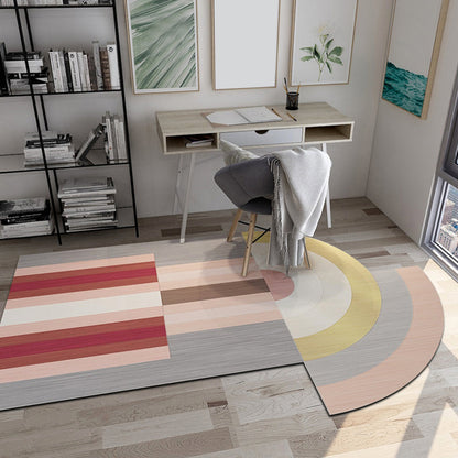 Rynx | Novelty Shaped Geometric Pattern Rug Dark Color Modern Carpet Polypropylene Pet Friendly Non-Slip Rug for Student Housing