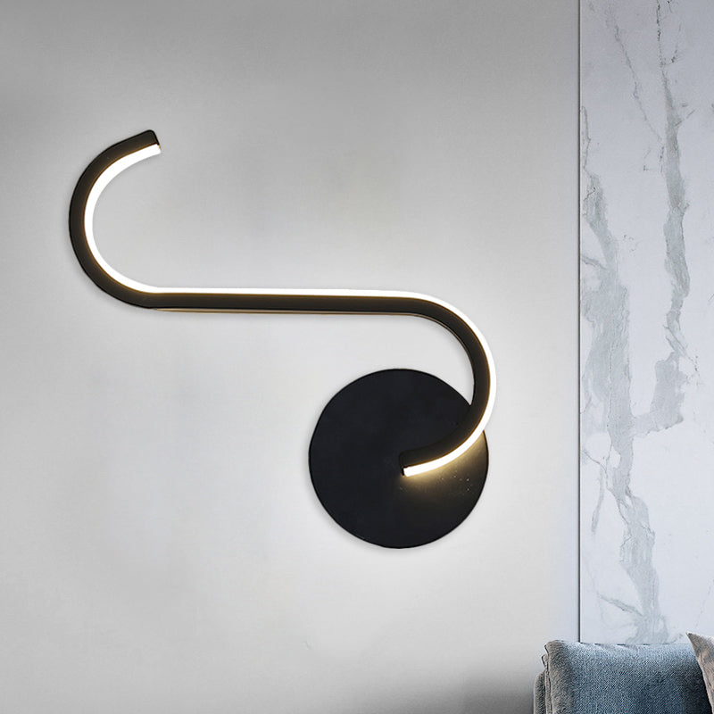 Rynx | Parallel Rod/Twisted/Curved LED Wall Lamp Minimalist Metal Black Wall-Mounted Light in Warm/White Light for Hotel