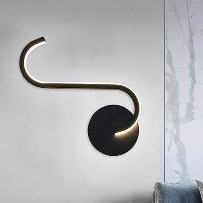 Rynx | Parallel Rod/Twisted/Curved LED Wall Lamp Minimalist Metal Black Wall-Mounted Light in Warm/White Light for Hotel