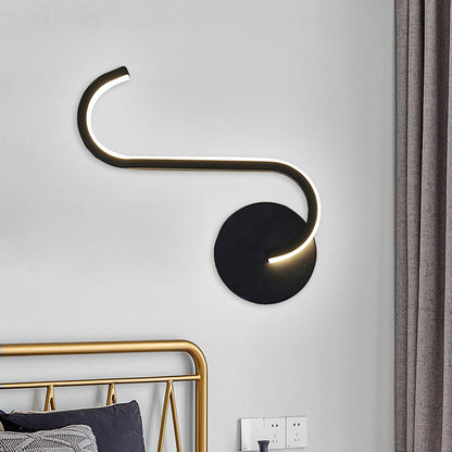 Rynx | Parallel Rod/Twisted/Curved LED Wall Lamp Minimalist Metal Black Wall-Mounted Light in Warm/White Light for Hotel
