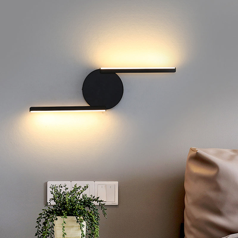 Rynx | Parallel Rod/Twisted/Curved LED Wall Lamp Minimalist Metal Black Wall-Mounted Light in Warm/White Light for Hotel