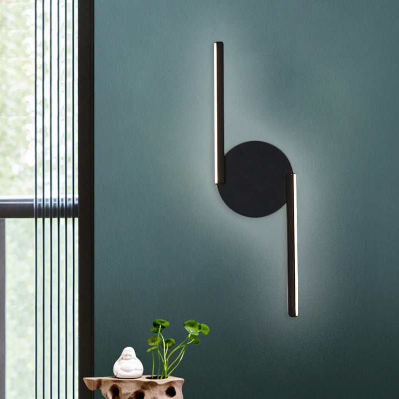 Rynx | Parallel Rod/Twisted/Curved LED Wall Lamp Minimalist Metal Black Wall-Mounted Light in Warm/White Light for Hotel