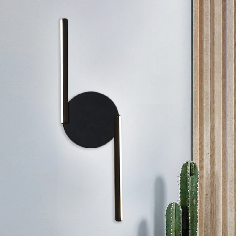 Rynx | Parallel Rod/Twisted/Curved LED Wall Lamp Minimalist Metal Black Wall-Mounted Light in Warm/White Light for Hotel