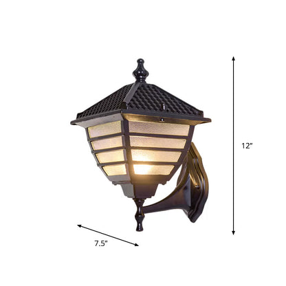 Rynx | Rustic Lantern Wall Lamp Single Probe Frosted Glass Wall Mounted Lamp in Black