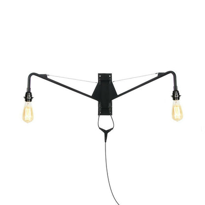 Rynx | Industrial Scalloped/Exposed Wall Lamp 1/2-Light Iron Plug-in Wall Mounted Lighting with Long Swing Arm in Black