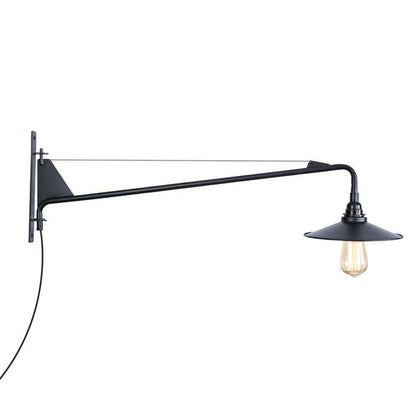 Rynx | Industrial Scalloped/Exposed Wall Lamp 1/2-Light Iron Plug-in Wall Mounted Lighting with Long Swing Arm in Black