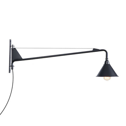 Rynx | Industrial Scalloped/Exposed Wall Lamp 1/2-Light Iron Plug-in Wall Mounted Lighting with Long Swing Arm in Black