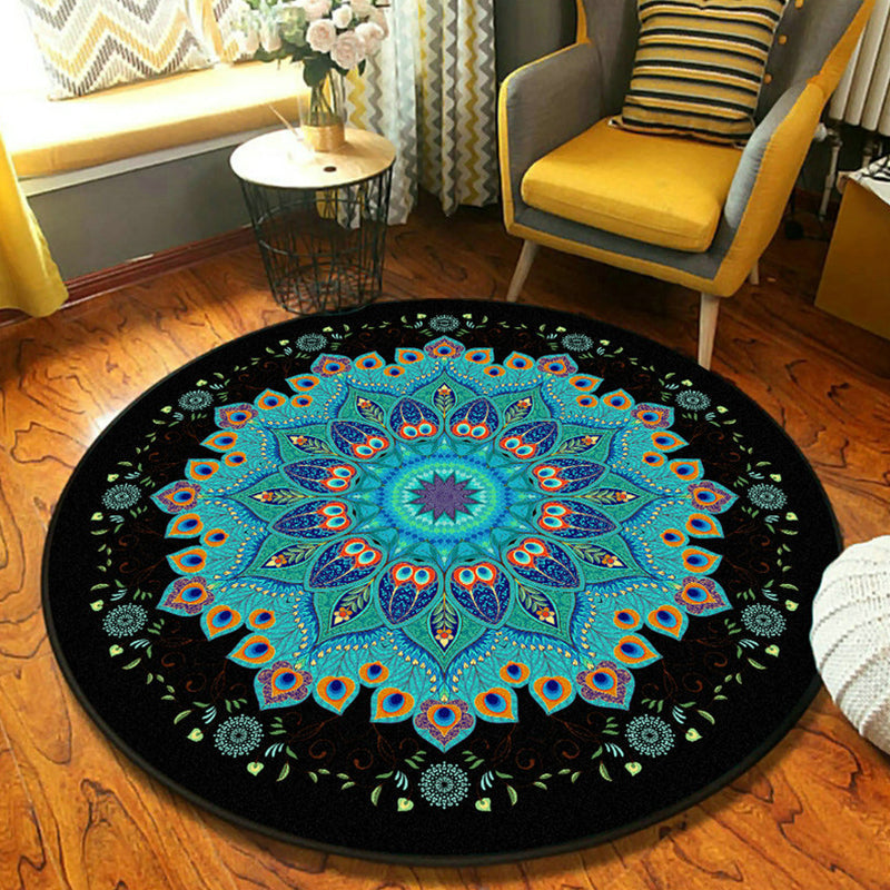 Rynx | Ethnic Moroccan Carpet Multicolor Mandala Rug non-slip backing stain-resistant rug for the guest room