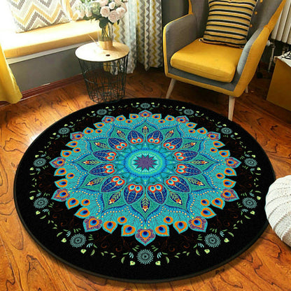 Rynx | Ethnic Moroccan Carpet Multicolor Mandala Rug non-slip backing stain-resistant rug for the guest room