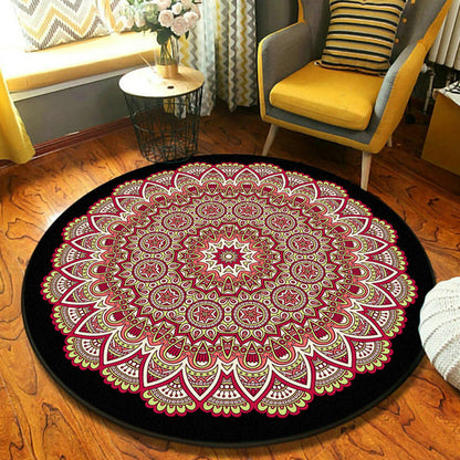 Rynx | Ethnic Moroccan Carpet Multicolor Mandala Rug non-slip backing stain-resistant rug for the guest room