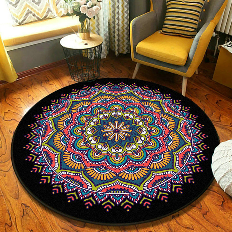 Rynx | Ethnic Moroccan Carpet Multicolor Mandala Rug non-slip backing stain-resistant rug for the guest room