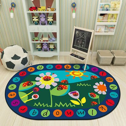 Rynx | Multicolor Kids Room Carpet Cartoon Alphabet Letters and Numbers Carpet Polyester Pet-Friendly Carpet
