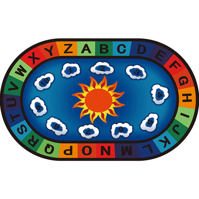 Rynx | Multicolor Kids Room Carpet Cartoon Alphabet Letters and Numbers Carpet Polyester Pet-Friendly Carpet