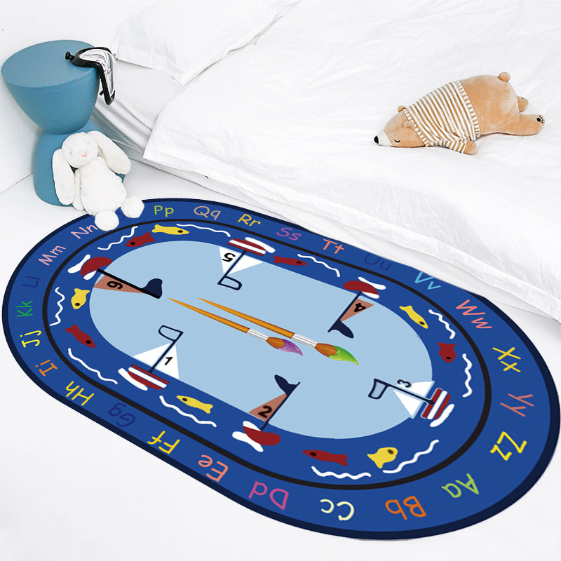 Rynx | Multicolor Kids Room Carpet Cartoon Alphabet Letters and Numbers Carpet Polyester Pet-Friendly Carpet