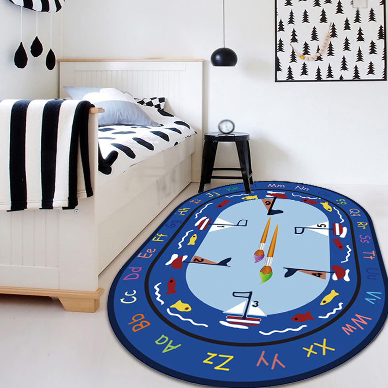 Rynx | Multicolor Kids Room Carpet Cartoon Alphabet Letters and Numbers Carpet Polyester Pet-Friendly Carpet