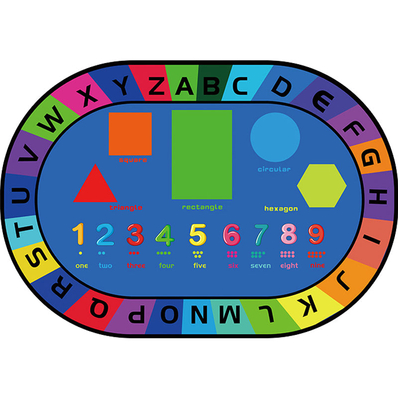 Rynx | Multicolor Kids Room Carpet Cartoon Alphabet Letters and Numbers Carpet Polyester Pet-Friendly Carpet