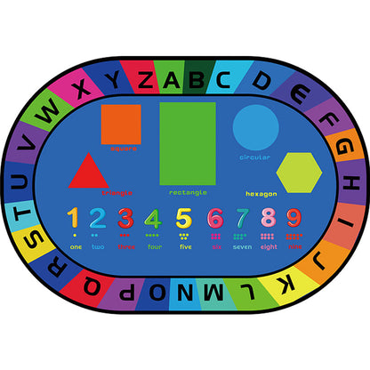 Rynx | Multicolor Kids Room Carpet Cartoon Alphabet Letters and Numbers Carpet Polyester Pet-Friendly Carpet