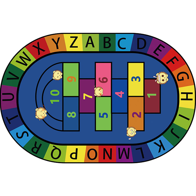 Rynx | Multicolor Kids Room Carpet Cartoon Alphabet Letters and Numbers Carpet Polyester Pet-Friendly Carpet