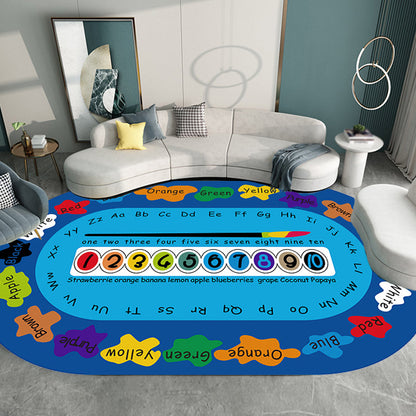 Rynx | Multicolor Kids Room Carpet Cartoon Alphabet Letters and Numbers Carpet Polyester Pet-Friendly Carpet