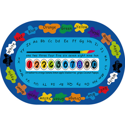 Rynx | Multicolor Kids Room Carpet Cartoon Alphabet Letters and Numbers Carpet Polyester Pet-Friendly Carpet