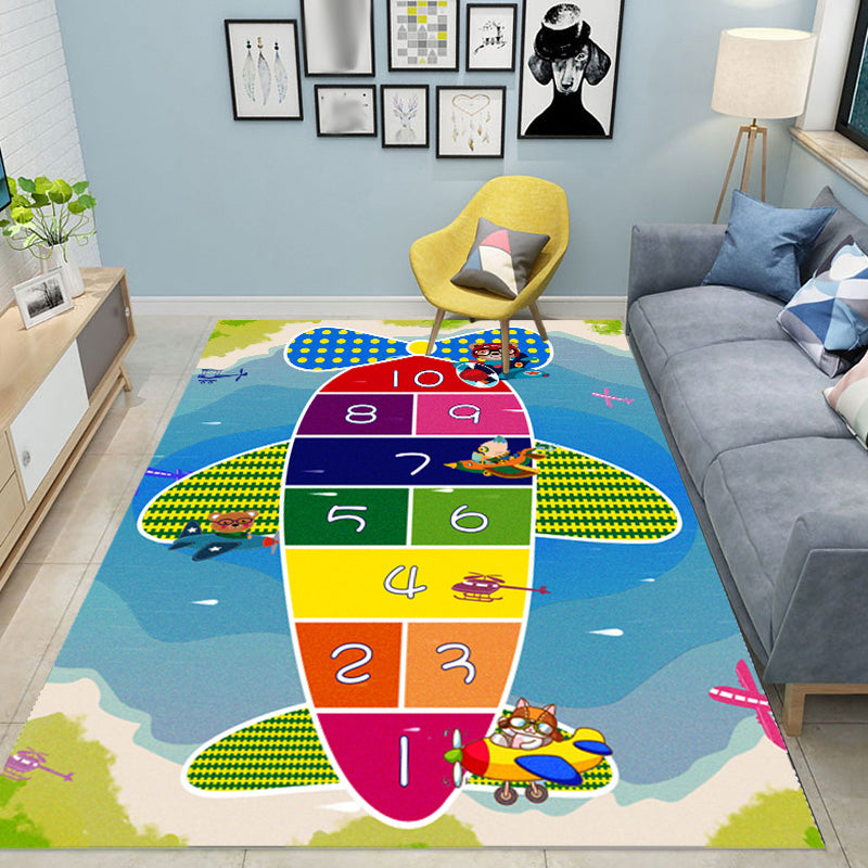 Rynx | Multicolor Kids Room Carpet Cartoon Alphabet Letters and Numbers Carpet Polyester Pet-Friendly Carpet