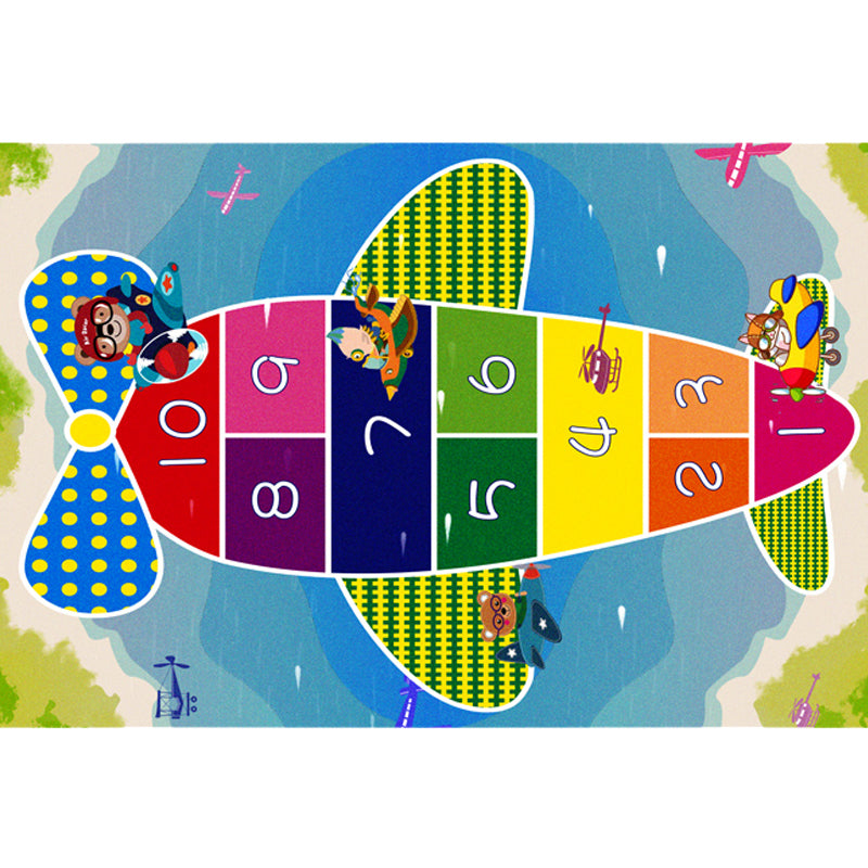 Rynx | Multicolor Kids Room Carpet Cartoon Alphabet Letters and Numbers Carpet Polyester Pet-Friendly Carpet