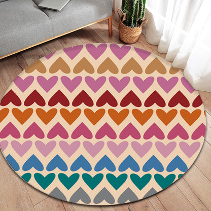 Rynx | Romantic Modern Rug Colorful Seamless Loving Heart Pattern Carpet Stain Resistant Rug for Bedroom