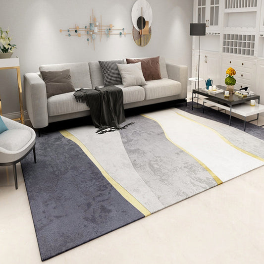 Rynx | Steampunk Living Room Carpet Dark Color Line Art Abstract Carpet Polyester Non-Slip Background Carpet for Living Room