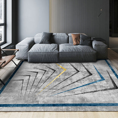 Rynx | Steampunk Living Room Carpet Dark Color Line Art Abstract Carpet Polyester Non-Slip Background Carpet for Living Room