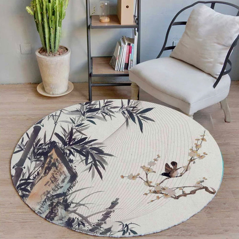 Rynx | Unique bird pattern rug with branch Multicolored Oriental rug Polyester Machine washable Non-slip rug for balcony