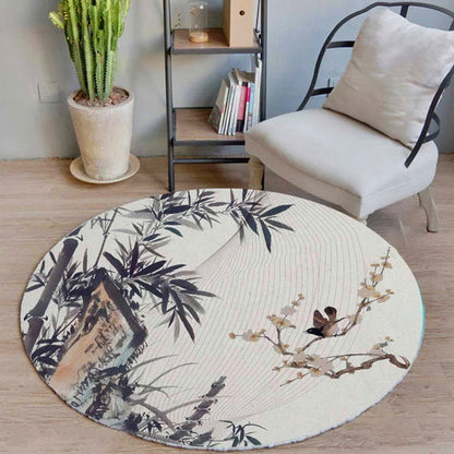 Rynx | Unique bird pattern rug with branch Multicolored Oriental rug Polyester Machine washable Non-slip rug for balcony