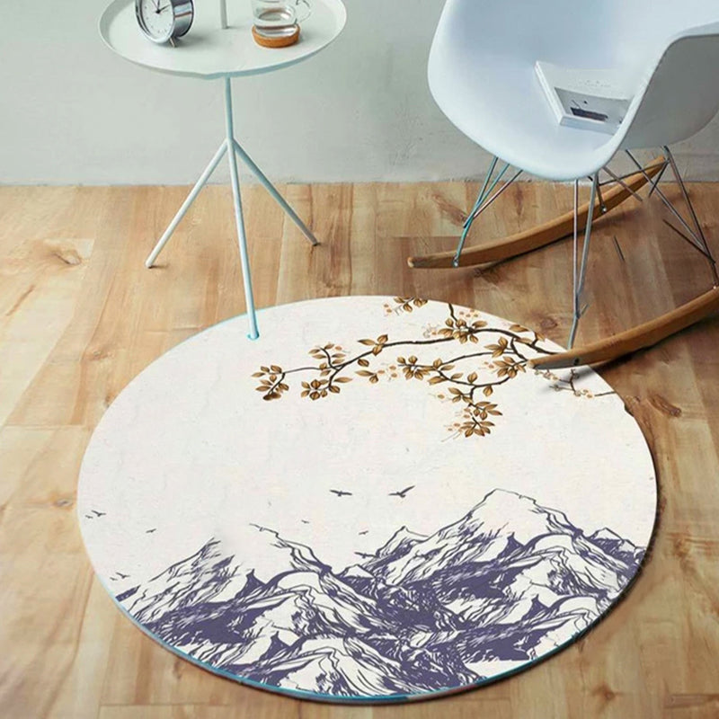 Rynx | Unique bird pattern rug with branch Multicolored Oriental rug Polyester Machine washable Non-slip rug for balcony