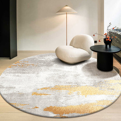 Rynx | Multicolor Industrial Style Round Rug Polyester Rug for the Living Room with Cement Pattern Pet-Friendly Rugs