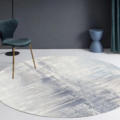 Rynx | Multicolor Industrial Style Round Rug Polyester Rug for the Living Room with Cement Pattern Pet-Friendly Rugs