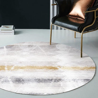 Rynx | Multicolor Industrial Style Round Rug Polyester Rug for the Living Room with Cement Pattern Pet-Friendly Rugs