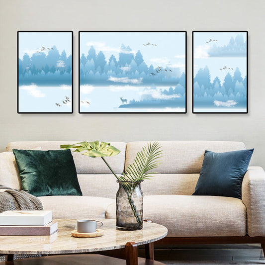 Rynx | Tropical Mysterious Forest Wall Decoration Gentle Colors Seating Area Canvas Art, Set of 3