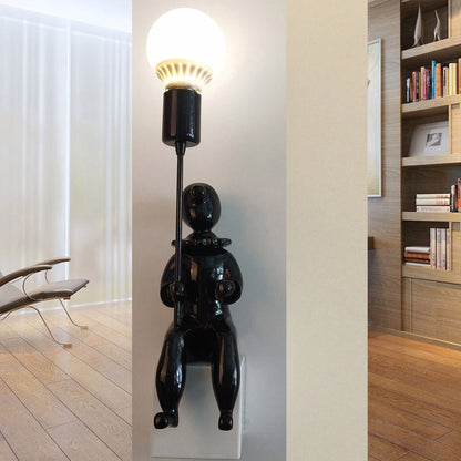 Rynx | Modern Sitting Boy Wall Lamp Resin 1 Head Monochrome Wall Lamp for Bedroom