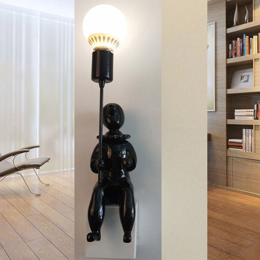 Rynx | Modern Sitting Boy Wall Lamp Resin 1 Head Monochrome Wall Lamp for Bedroom