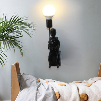 Rynx | Modern Sitting Boy Wall Lamp Resin 1 Head Monochrome Wall Lamp for Bedroom