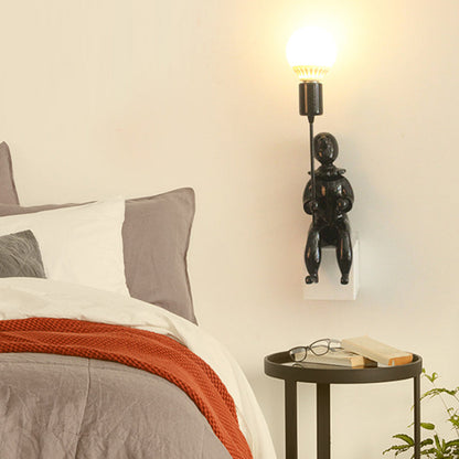 Rynx | Modern Sitting Boy Wall Lamp Resin 1 Head Monochrome Wall Lamp for Bedroom